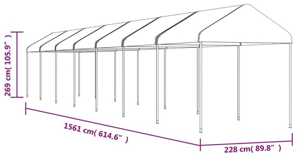 Sjenica s krovom bijela 15,61 x 2,28 x 2,69 m polietilen - Bijela / 15.61 x 2.28 x 2.69 m