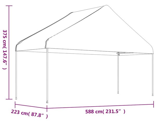 Sjenica s krovom bijela 4,46 x 5,88 x 3,75 m polietilen - Bijela / 4.46 x 5.88 x 3.75 m