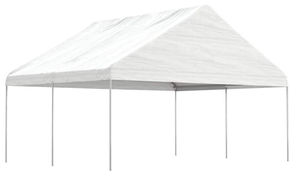 Sjenica s krovom bijela 4,46 x 5,88 x 3,75 m polietilen - Bijela / 4.46 x 5.88 x 3.75 m