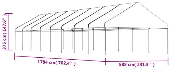 Sjenica s krovom bijela 17,84 x 5,88 x 3,75 m polietilen - Bijela / 17.84 x 5.88 x 3.75 m