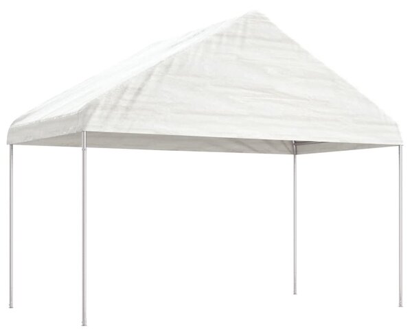 Sjenica s krovom bijela 13,38 x 4,08 x 3,22 m polietilen - Bijela / 13.38 x 4.08 x 3.22 m
