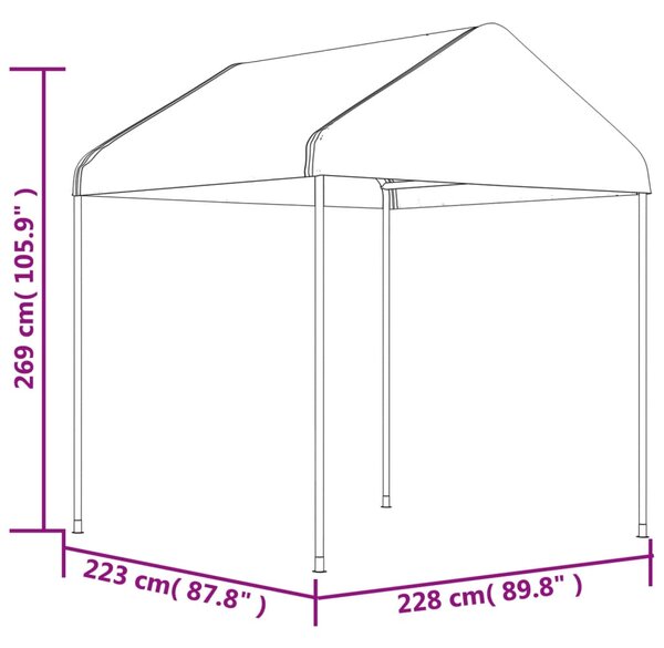 Sjenica s krovom bijela 17,84 x 2,28 x 2,69 m polietilen - Bijela / 17.84 x 2.28 x 2.69 m