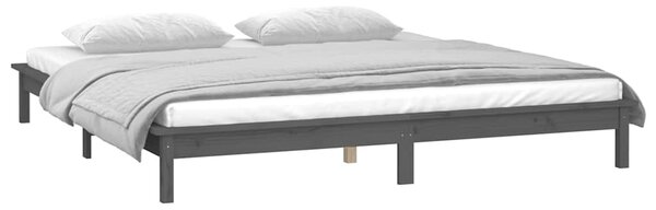 LED okvir kreveta sivi 120x190 cm mali bračni od masivnog drva - Siva / 120 x 190 cm