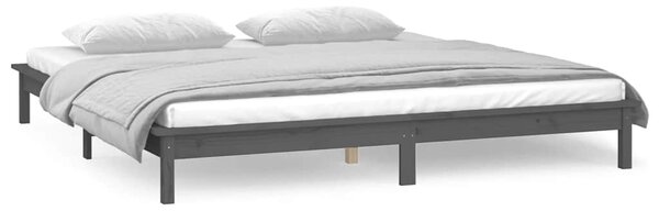 LED okvir kreveta sivi 120x190 cm mali bračni od masivnog drva - Siva / 120 x 190 cm
