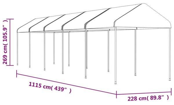 Sjenica s krovom bijela 11,15 x 2,28 x 2,69 m polietilen - Bijela / 11.15 x 2.28 x 2.69 m