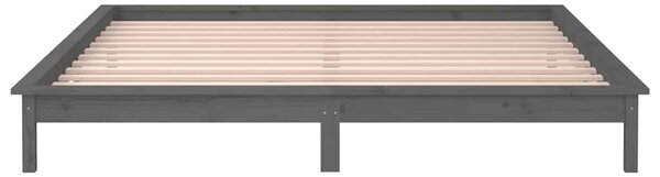 LED okvir kreveta sivi 120x190 cm mali bračni od masivnog drva - Siva / 120 x 190 cm