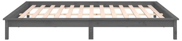 LED okvir kreveta sivi 120x190 cm mali bračni od masivnog drva - Siva / 120 x 190 cm