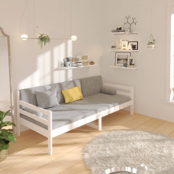 Dnevni krevet bez madraca bijeli 90 x 190 cm masivna borovina - Bijela / 90 x 190 cm