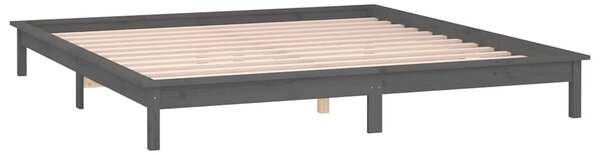 LED okvir kreveta sivi 120x190 cm mali bračni od masivnog drva - Siva / 120 x 190 cm
