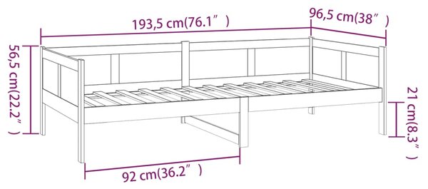 Dnevni ležaj od masivne borovine smeđa boja meda 90 x 190 cm - Smeđa / 90 x 190 cm