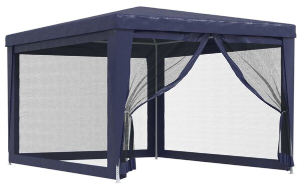 Šator za zabave s 4 mrežasta bočna zida plavi 3 x 4 m HDPE - Plava / 3 x 4 m