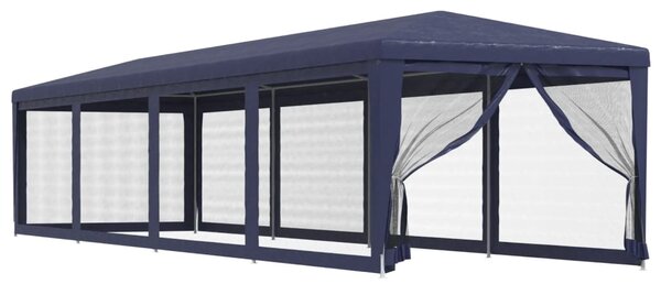 Šator za zabave s 10 mrežastih bočnih zidova plavi 3x12 m HDPE - Plava / 3 x 12 m