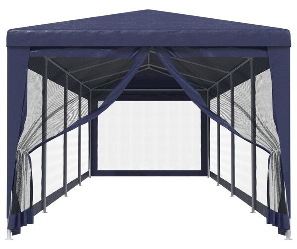Šator za zabave s 10 mrežastih bočnih zidova plavi 3x12 m HDPE - Plava / 3 x 12 m