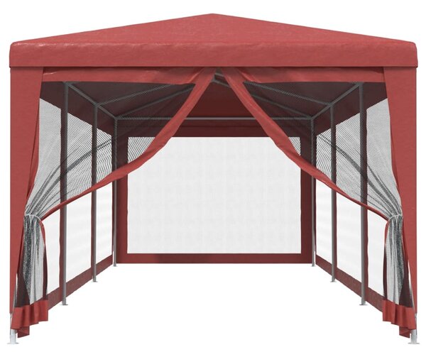 Šator za zabave s 8 mrežastih bočnih zidova crveni 3 x 9 m HDPE - Crvena / 3 x 9 m