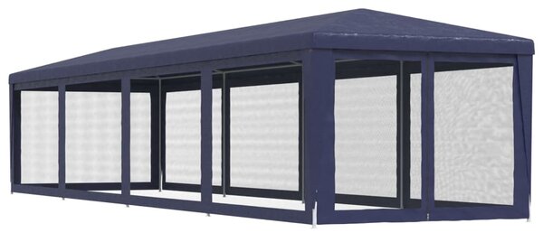 Šator za zabave s 10 mrežastih bočnih zidova plavi 3x12 m HDPE - Plava / 3 x 12 m