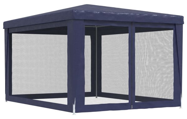 Šator za zabave s 4 mrežasta bočna zida plavi 3 x 4 m HDPE - Plava / 3 x 4 m