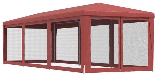 Šator za zabave s 8 mrežastih bočnih zidova crveni 3 x 9 m HDPE - Crvena / 3 x 9 m