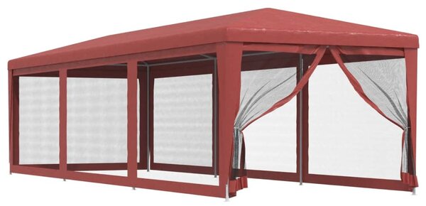 Šator za zabave s 8 mrežastih bočnih zidova crveni 3 x 9 m HDPE - Crvena / 3 x 9 m