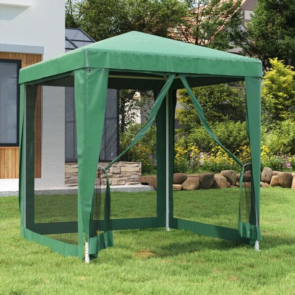 Šator za zabave s 4 mrežasta bočna zida zeleni 2 x 2 m HDPE - Zelena / 2 x 2 m