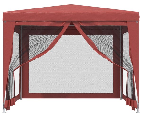 Šator za zabave s 4 mrežasta bočna zida crveni 3 x 3 m HDPE - Crvena / 3 x 3 m