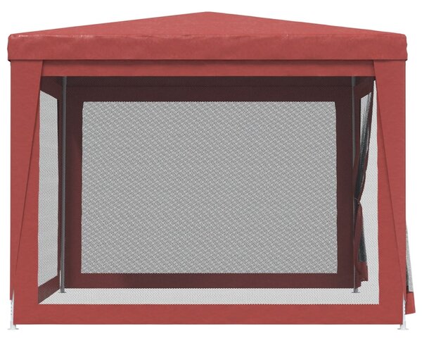 Šator za zabave s 4 mrežasta bočna zida crveni 3 x 3 m HDPE - Crvena / 3 x 3 m