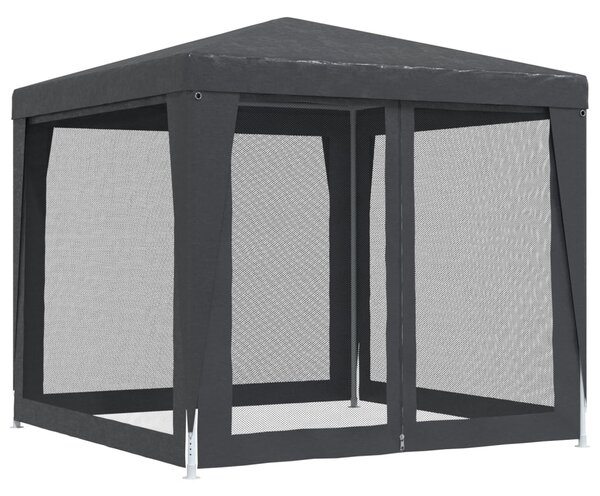 Šator za zabave s 4 mrežasta bočna zida antracit 2,5x2,5 m HDPE - Antracitno siva / 2.5 x 2.5 m