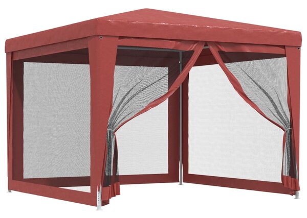 Šator za zabave s 4 mrežasta bočna zida crveni 3 x 3 m HDPE - Crvena / 3 x 3 m