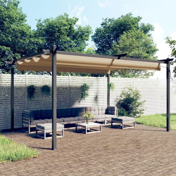 Vrtna sjenica s pomičnim krovom 4 x 3 m smeđesiva - Tupe / 4 x 3 x 2.2 m