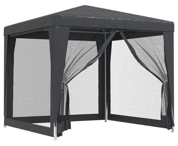 Šator za zabave s 4 mrežasta bočna zida antracit 2,5x2,5 m HDPE - Antracitno siva / 2.5 x 2.5 m
