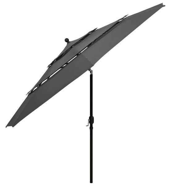 Vrtni suncobran s 3 razine i aluminijskim stupom 3,5 m antracit - Antracitno siva / 3.5 m