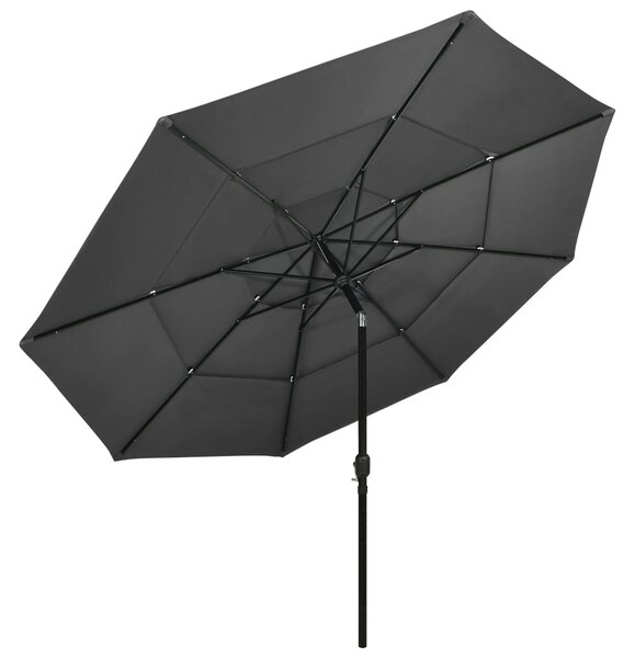 Vrtni suncobran s 3 razine i aluminijskim stupom 3,5 m antracit - Antracitno siva / 3.5 m