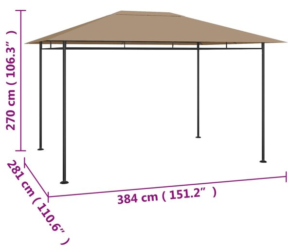 Sjenica 384x281x270 cm smeđe-siva 180 g/m² - Tupe / N/A