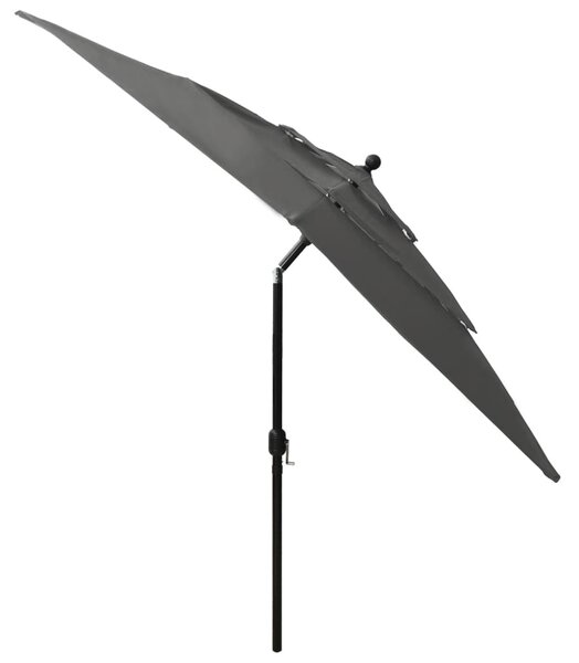 Vrtni suncobran s 3 razine i stupom 2,5 x 2,5 m antracit - Antracitno siva / 2.5 x 2.5 m