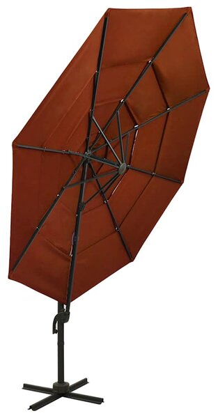 Vrtni suncobran s 4 razine i stupom 3 x 3 m terakota - Smeđa / N/A