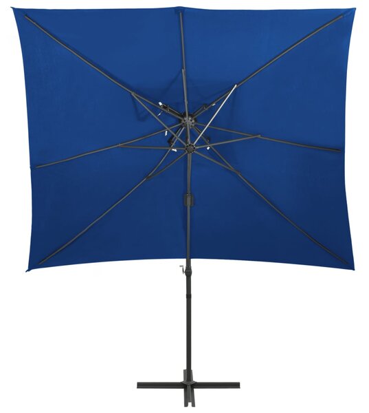 Konzolni vrtni suncobran s dvostrukim vrhom 250 x 250 cm azurni - Plava / N/A