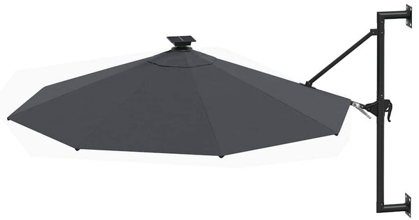 Zidni vrtni suncobran s LED svjetlima 300 cm antracit - Antracitno siva / N/A