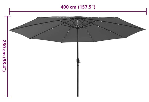 Vrtni suncobran s LED svjetlima 400 cm antracit - Antracitno siva / N/A