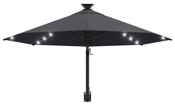 Zidni vrtni suncobran s LED svjetlima 300 cm antracit - Antracitno siva / N/A