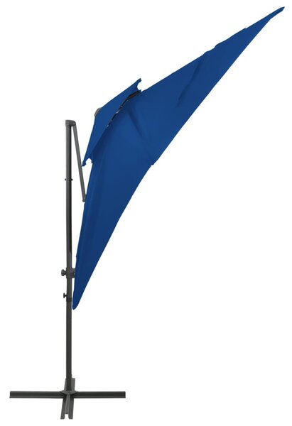 Konzolni vrtni suncobran s dvostrukim vrhom 250 x 250 cm azurni - Plava / N/A