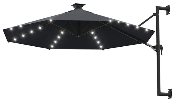 Zidni vrtni suncobran s LED svjetlima 300 cm antracit - Antracitno siva / N/A