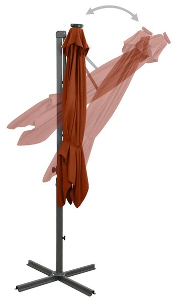 Konzolni vrtni suncobran sa stupom LED 250 cm terakota - Smeđa / 250 cm