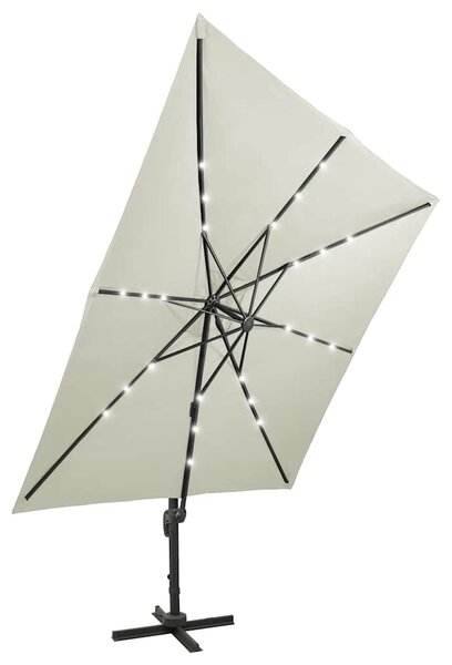 Konzolni vrtni suncobran sa stupom LED 300 cm boja pijeska - Bež / N/A