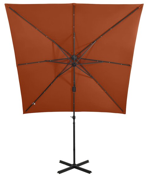 Konzolni vrtni suncobran sa stupom LED 250 cm terakota - Smeđa / 250 cm