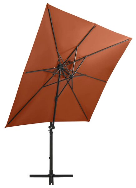 Konzolni vrtni suncobran sa stupom LED 250 cm terakota - Smeđa / 250 cm