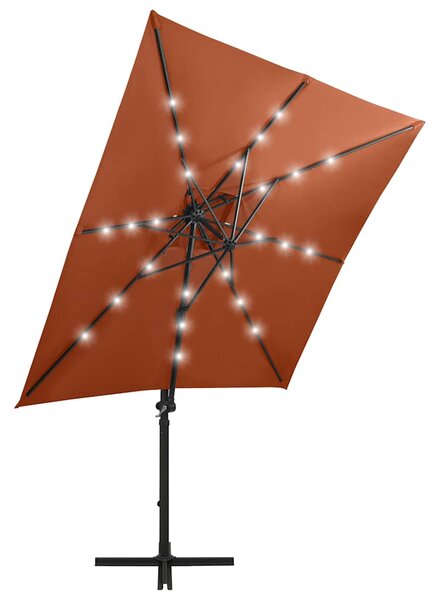 Konzolni vrtni suncobran sa stupom LED 250 cm terakota - Smeđa / 250 cm