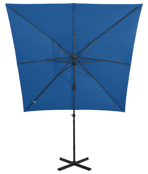 Konzolni vrtni suncobran sa stupom LED 250 cm azurnoplavi - Plava / 250 cm