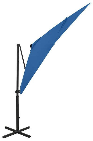 Konzolni vrtni suncobran sa stupom LED 250 cm azurnoplavi - Plava / 250 cm