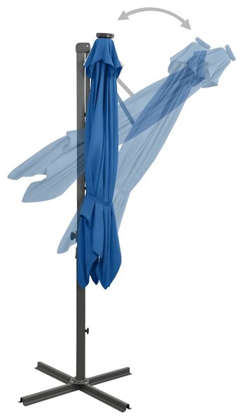 Konzolni vrtni suncobran sa stupom LED 250 cm azurnoplavi - Plava / 250 cm