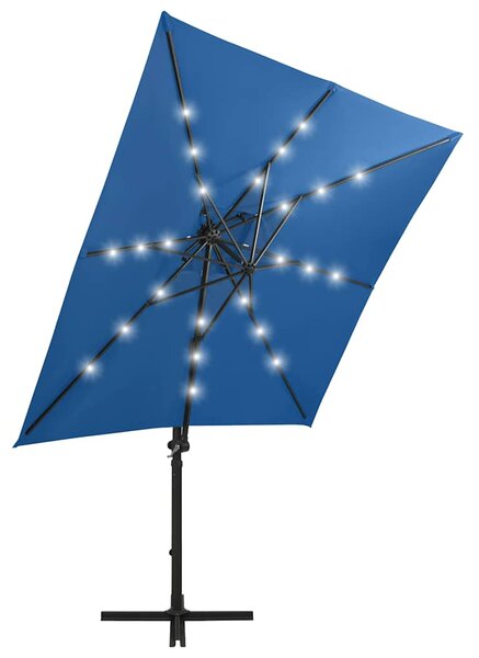 Konzolni vrtni suncobran sa stupom LED 250 cm azurnoplavi - Plava / 250 cm