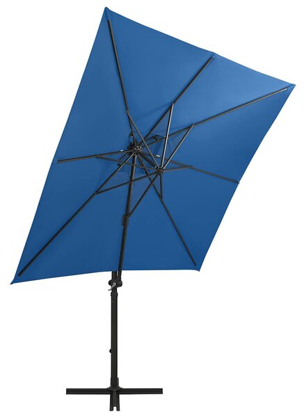 Konzolni vrtni suncobran sa stupom LED 250 cm azurnoplavi - Plava / 250 cm